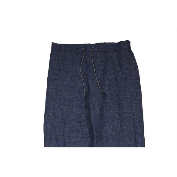 Fabiana Filippi Womens Plaid Pants Small IT 42 Blue Linen Drawstring Trousers - Picture 5 of 12